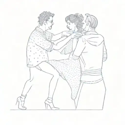 a couple dancing at a party tattoo design idea