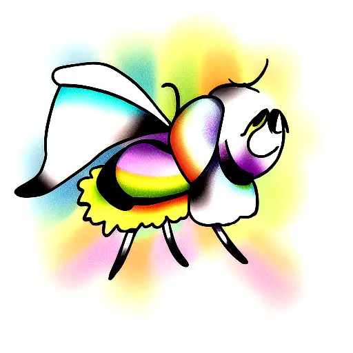 rainbow bumblebee  tattoo design idea