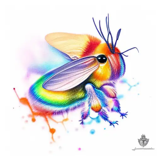rainbow bumblebee  tattoo design idea