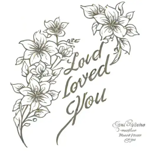 vertical spine tattoo with dainty flowers leading down into horizontal cursive quote I loved you at your darkest tattoo design idea