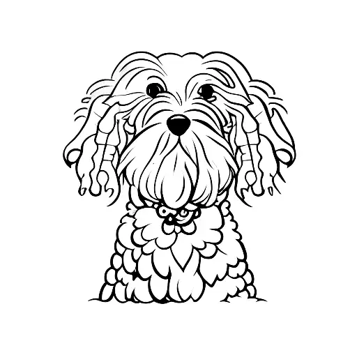 Cockapoo with head tilt tattoo design idea