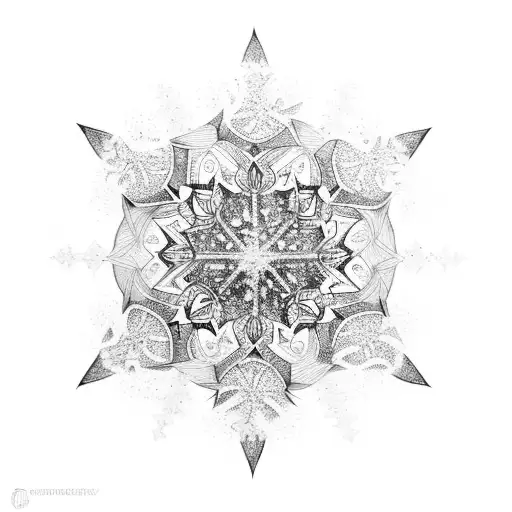 orca snowflake northern lights tattoo design idea