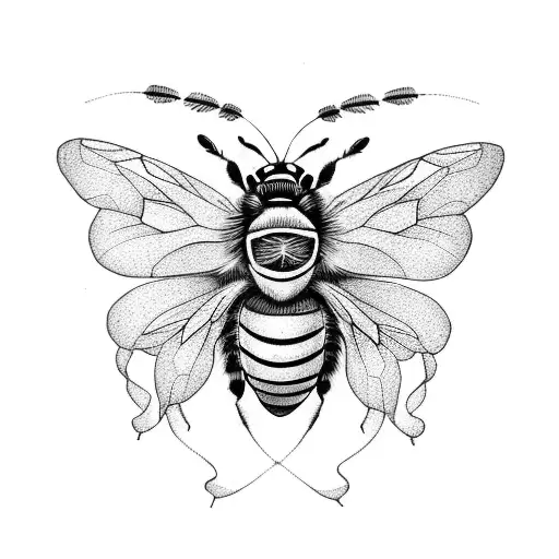 manchester bee surronded by butterflys and an elephant tattoo design idea