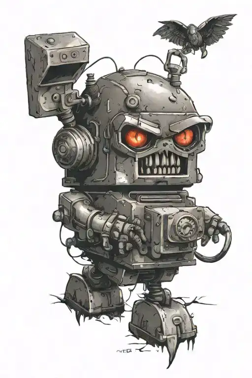 shadow friend angry woebot  tattoo design idea