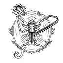 scorpion with a sword and rose but make it so that it fits in a hand as the tattoo will be on the hand tattoo design idea