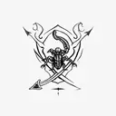 scorpion with a sword and rose but make it so that it fits in a hand as the tattoo will be on the hand tattoo design idea