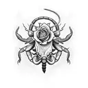 scorpion with a sword and rose but make it so that it fits in a hand as the tattoo will be on the hand tattoo design idea