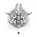 scorpion with a sword and rose but make it so that it fits in a hand as the tattoo will be on the hand tattoo design idea