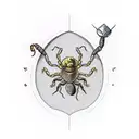 scorpion with a sword and rose but make it so that it fits in a hand as the tattoo will be on the hand tattoo design idea