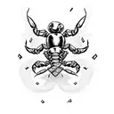 scorpion with a sword and rose but make it so that it fits in a hand as the tattoo will be on the hand tattoo design idea
