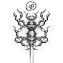 scorpion with a sword and rose but make it so that it fits in a hand as the tattoo will be on the hand tattoo design idea