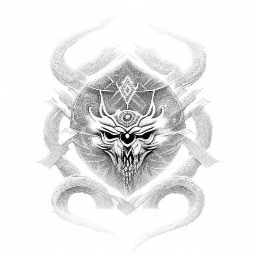 A very beautiful highly detailed, (tattoo made by ai representation of the music "Healer" by "In Hearts Wake":1.3) tattoo design idea