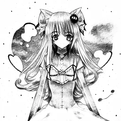 anime loli catgirl  tattoo design idea