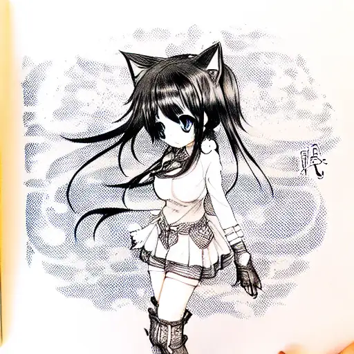 anime loli catgirl  tattoo design idea