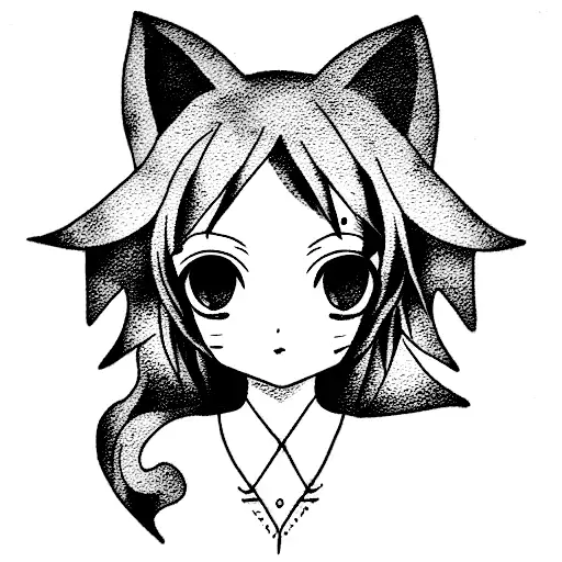 anime loli catgirl  tattoo design idea