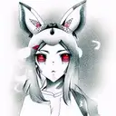 anime girl's head with neko ears tattoo design idea