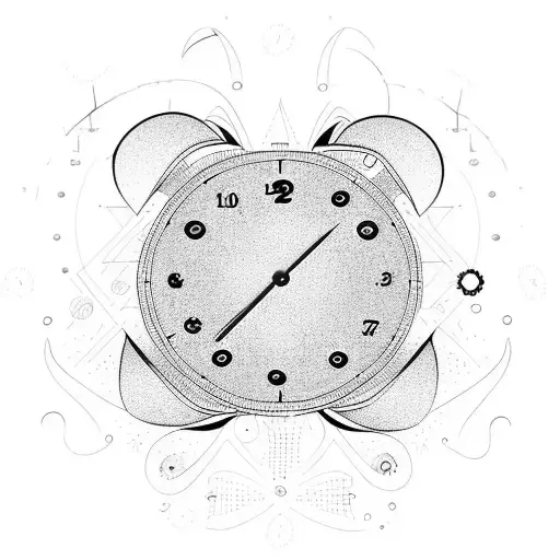 broken clock showing 9:02am as the time with cogs tattoo design idea