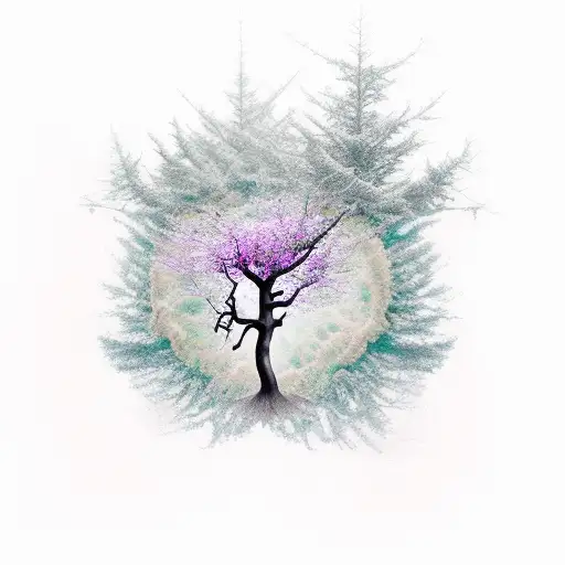 tree, death, life, memorial tattoo design idea