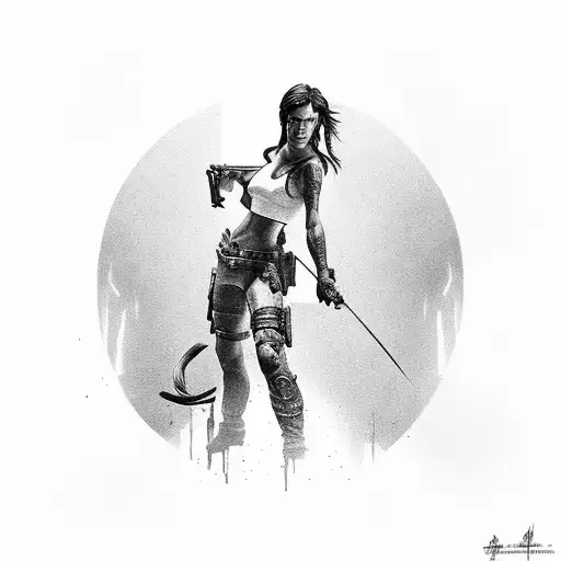 Lara Croft, nude tattoo design idea