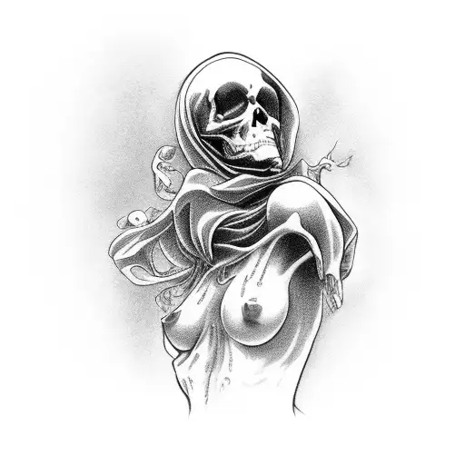 Death as a woman, Nude tattoo design idea