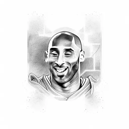kobe Bryant en colores con una corona tattoo design idea