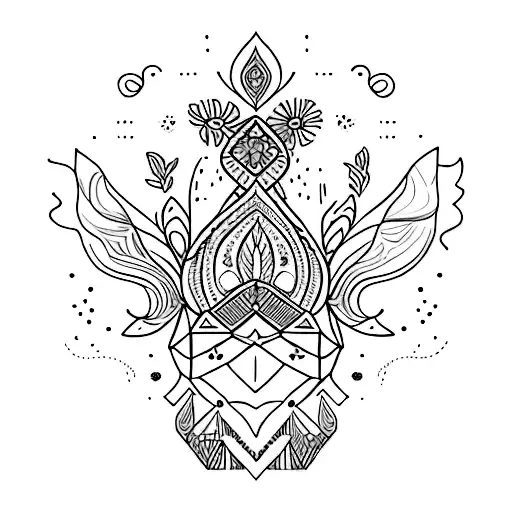 bohemian line tattoo design idea