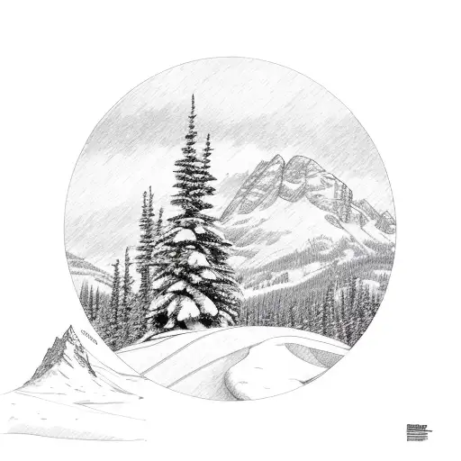 snowmobile mountain scene  tattoo design idea