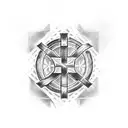 take me a tatoo with the name of my son "Asaël" add three stars in the cross. tattoo design idea