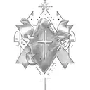 take me a tatoo with the name of my son "Asaël" add three stars in the cross. tattoo design idea