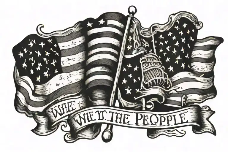   patriotic American flags and the words 'we the people' tattoo design idea