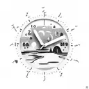 3 birth clocks with northern lights background tattoo design idea