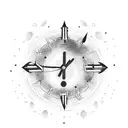 3 birth clocks with northern lights background tattoo design idea