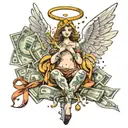 make an angel out of a bag of money tattoo design idea