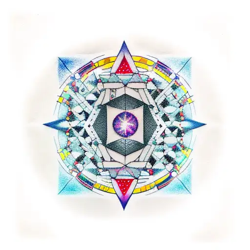 A morphed mix of binary code, space, dark theme chessboard and a punk rock style with vitruvian man tattoo design idea