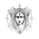 Virgin mary, Durga maa tattoo design idea