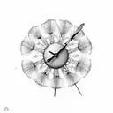  dragonfly, dandelion seeds, old fashioned clock face tattoo design idea