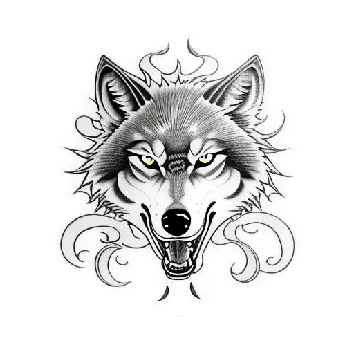 escanor tattoo but with a wolf tattoo design idea