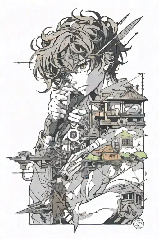 solo leveling anime inspired scene tattoo design idea