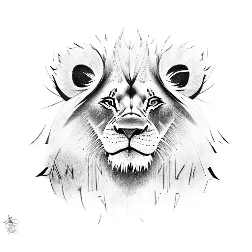 lion king in a contrete jungle (city) tattoo design idea