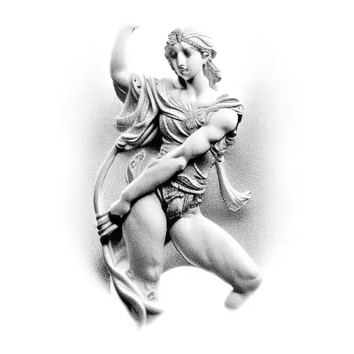  female greek sculpture full body tattoo design idea