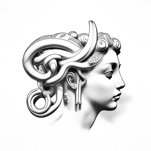 female greek sculpture medusa tattoo design idea