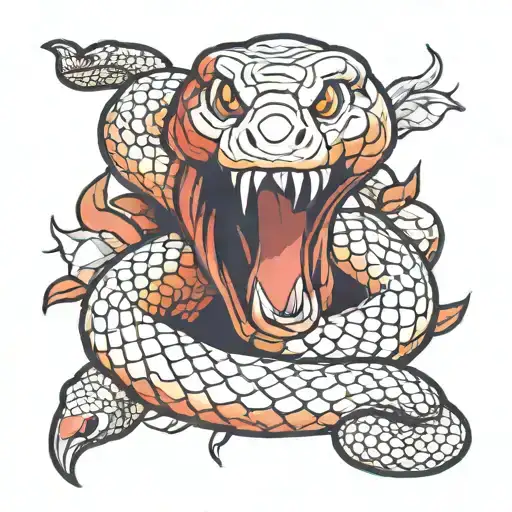 Japanese snake wrapped eating its own tail tattoo design idea