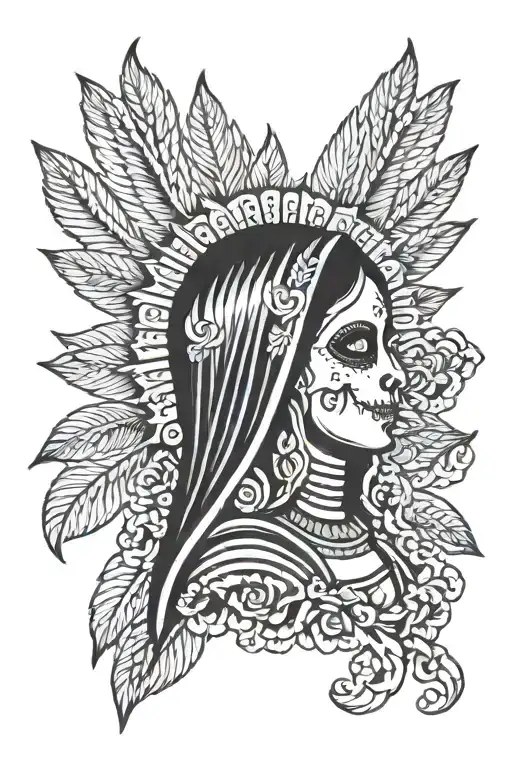 Virgin of Guadalupe skeleton mexican  tattoo design idea