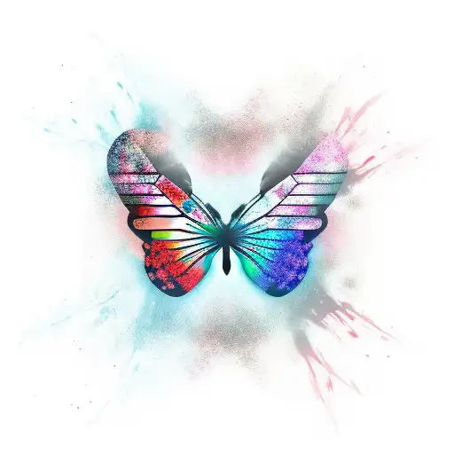 abstract butterfly smoke tattoo design idea