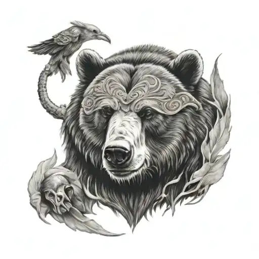 bear, Viking, nature tattoo design idea