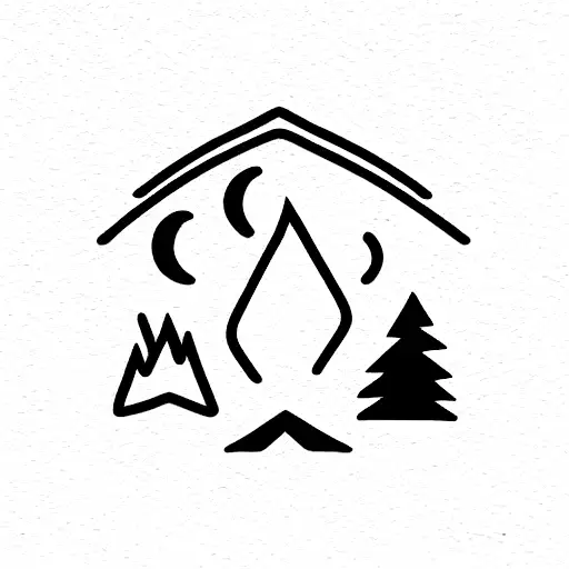 Polygonal campfire by @polyc_sj - Tattoogrid.net