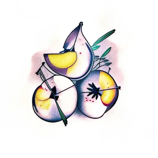 cherries, wine, rosemary, thyme and peaches tattoo design idea