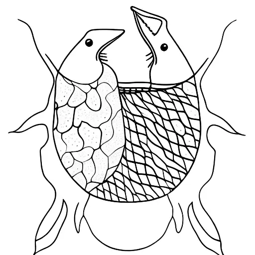 Mother and baby stingray. Minimalistic, outline, but a little bit of shading for depth tattoo design idea