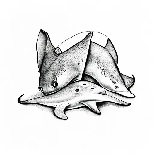 Mother and baby stingray.  tattoo design idea