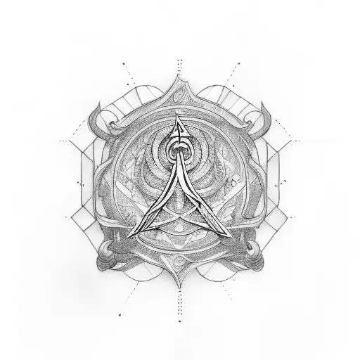 arche combined with Rod of Asclepius tattoo design idea